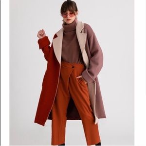 Heidi Wool Coat- Orange and Rose